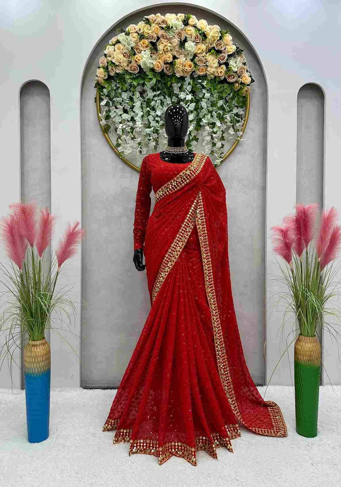 Red and Gold Fancy Saree