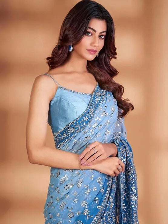 Blue Georgette Saree