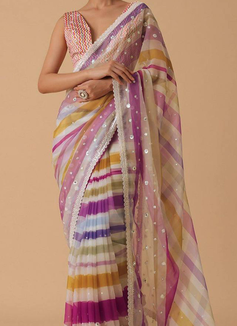 Purple Paradise Georgette Saree