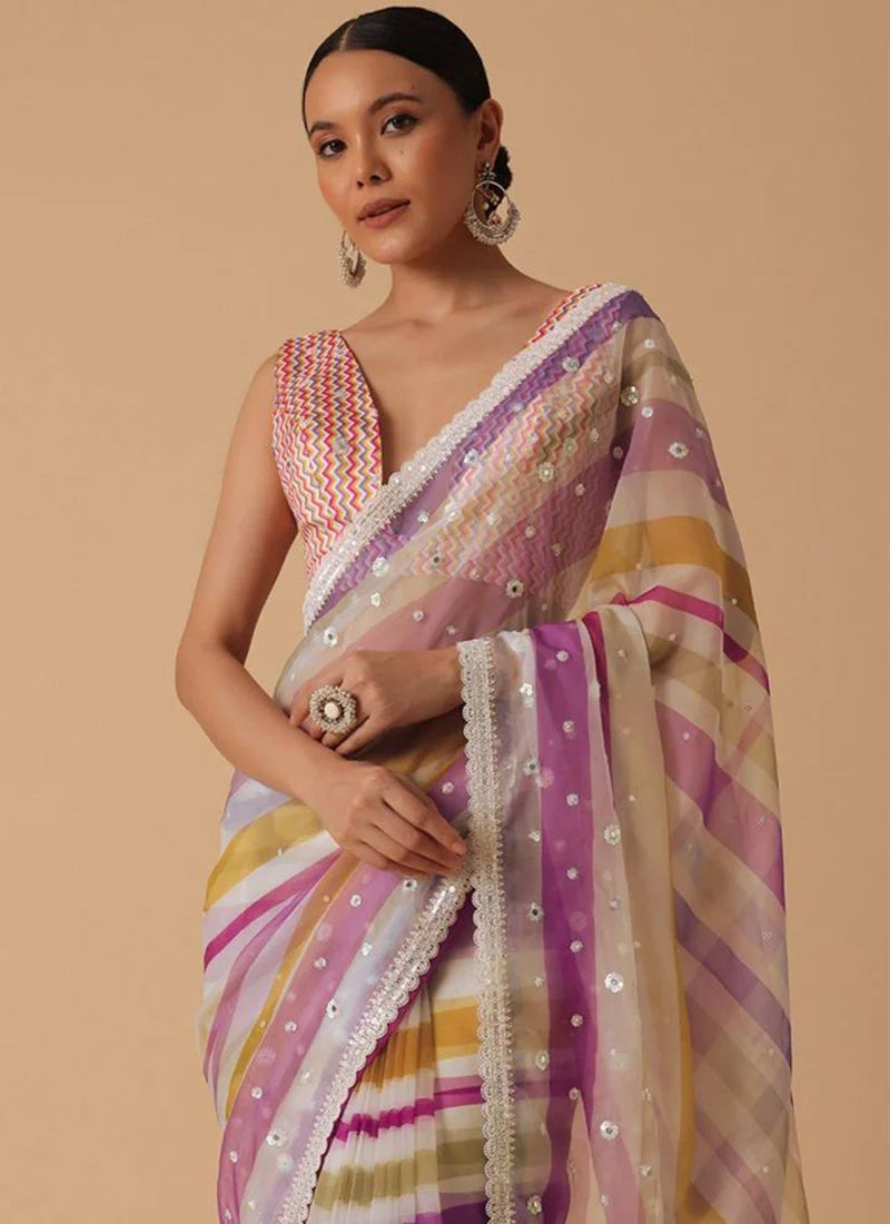 Purple Paradise Georgette Saree